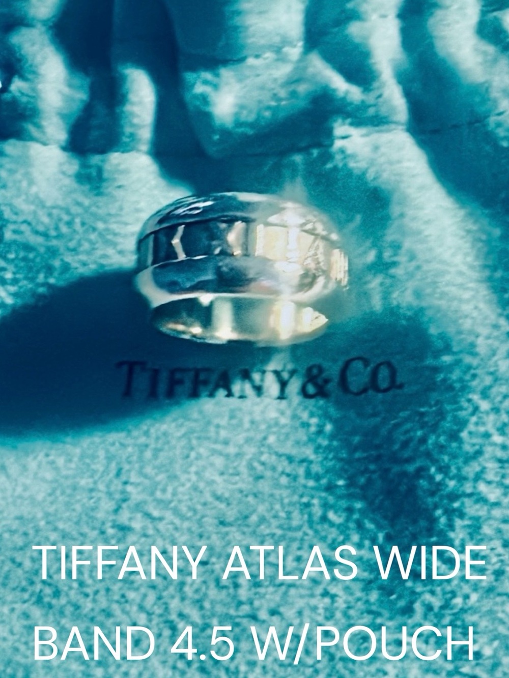 Tiffany & Co. Atlas 2003 Wide Band Ring Sterling Silver 925 Size US 4.5 W/Pouch - Picture 11 of 11